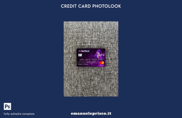 modello frontale photolook mastercard della banca NatWest stile verificato del R